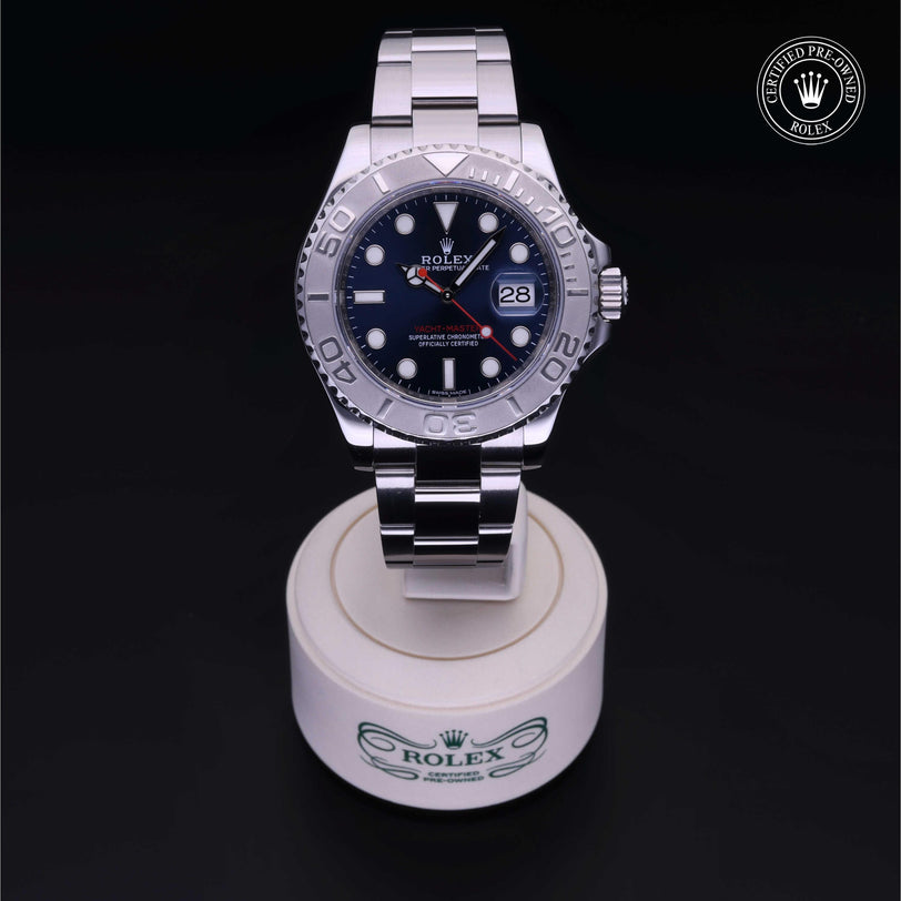 Rolex Certified Pre-owned Yacht-Master M116622-0001 front on black background
