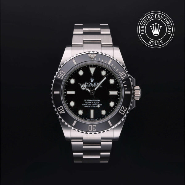 Rolex Certified Pre-owned Submariner M124060-0001 front on black background