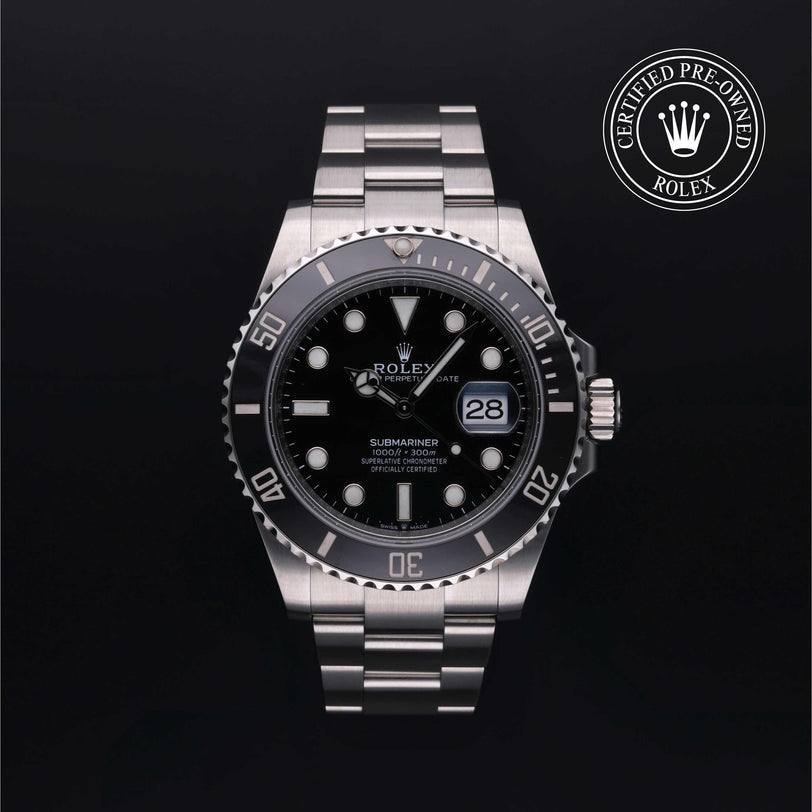 Rolex Certified Pre-owned Submariner M126610LN-0001 front on black background