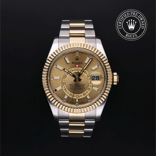 Rolex Certified Pre-owned Sky-Dweller M326933-0001 front on black background