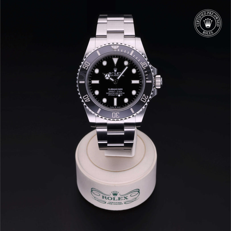 Rolex Certified Pre-owned Submariner M124060-0001 front on black background