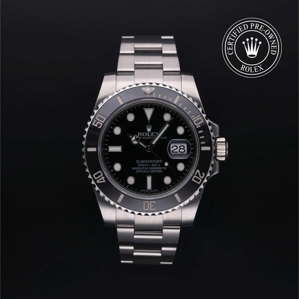 Rolex Certified Pre-owned Submariner M116610LN-0001 front on black background