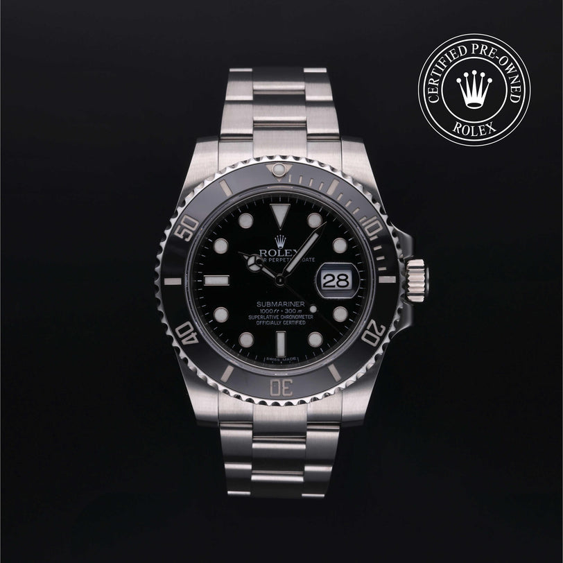 Rolex Certified Pre-owned Submariner M116610LN-0001 front on black background