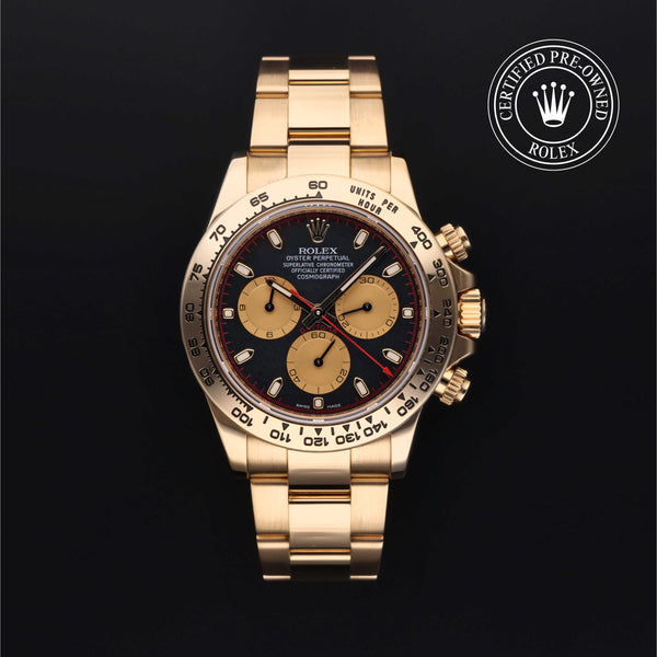 Rolex Certified Pre-owned Cosmograph Daytona M116508-0009 front on black background