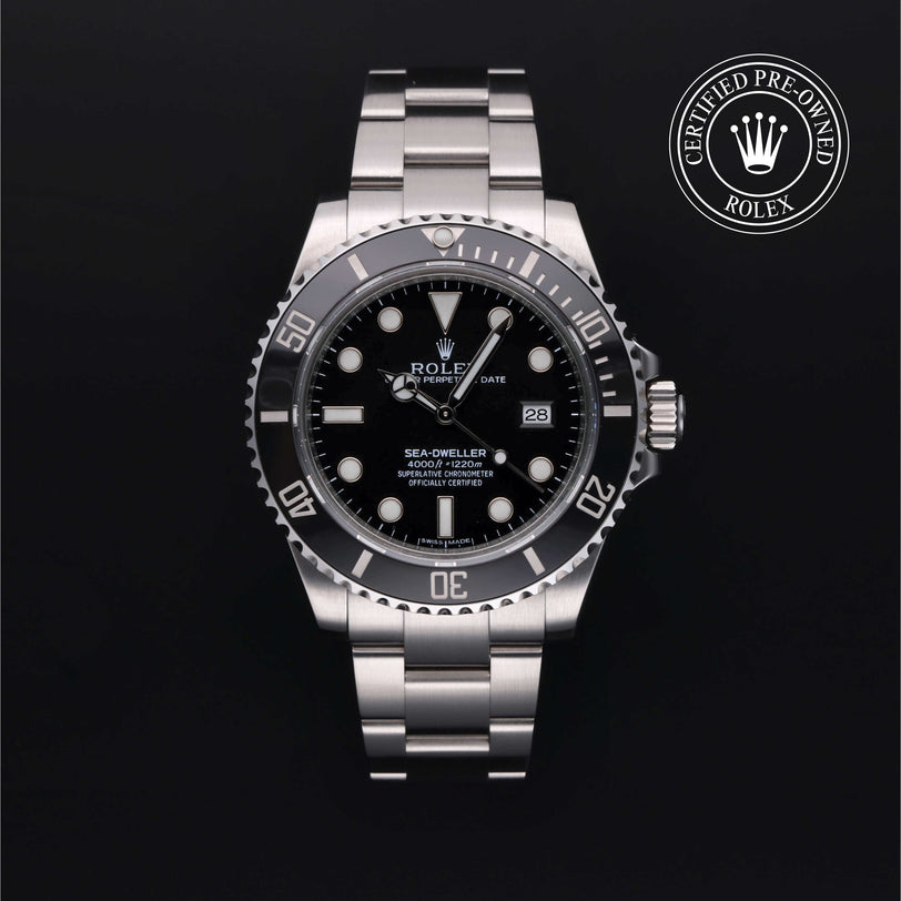 Rolex Certified Pre-owned Sea-Dweller M116600-0003 front on black background