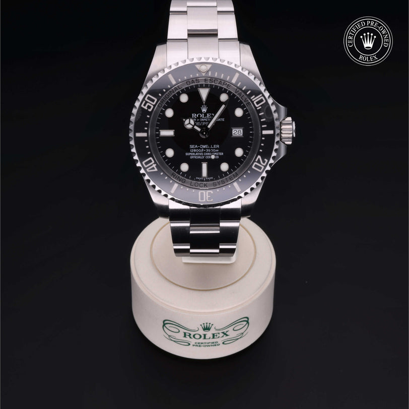 Rolex Certified Pre-owned Sea-Dweller M116660-0001 front on black background