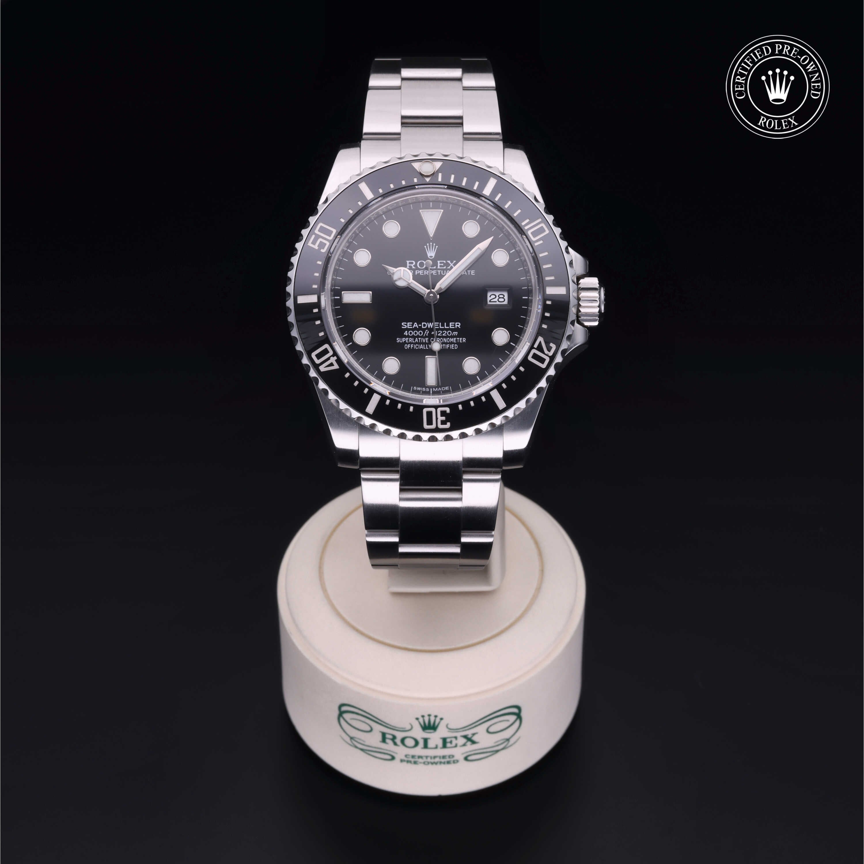 Rolex Certified Pre-owned Sea-Dweller M116600-0003 front on black background