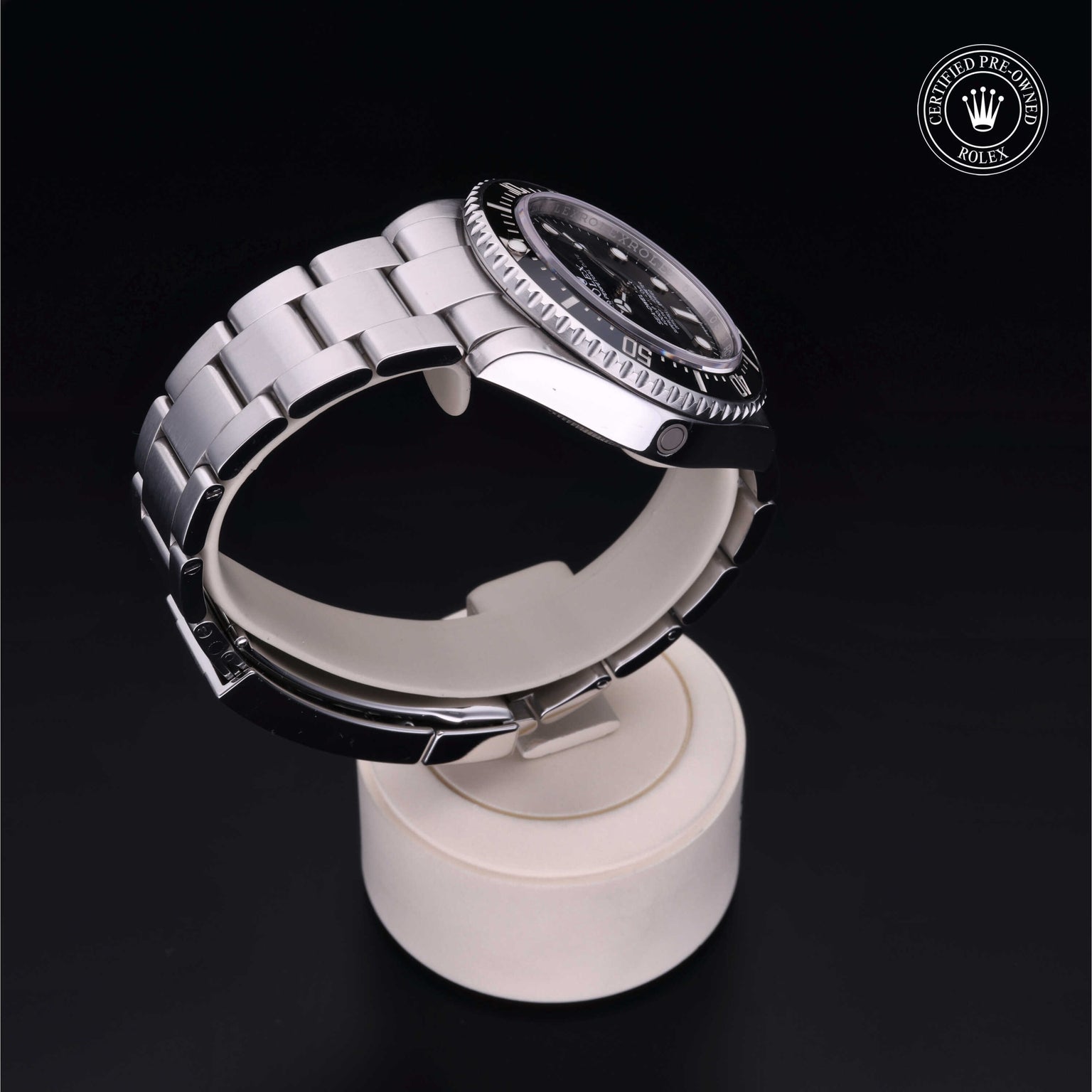 Rolex Certified Pre-owned Sea-Dweller M116600-0003 front on black background