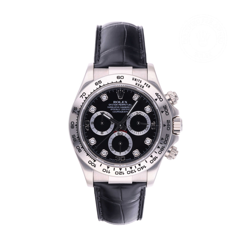 Rolex Certified Pre-owned Daytona M116519-0043 front on white background