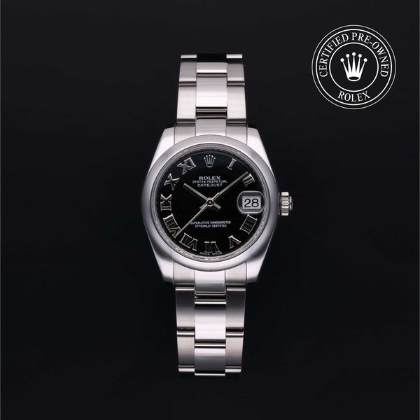Rolex Certified Pre-owned Lady Datejust M178240-0034 front on black background