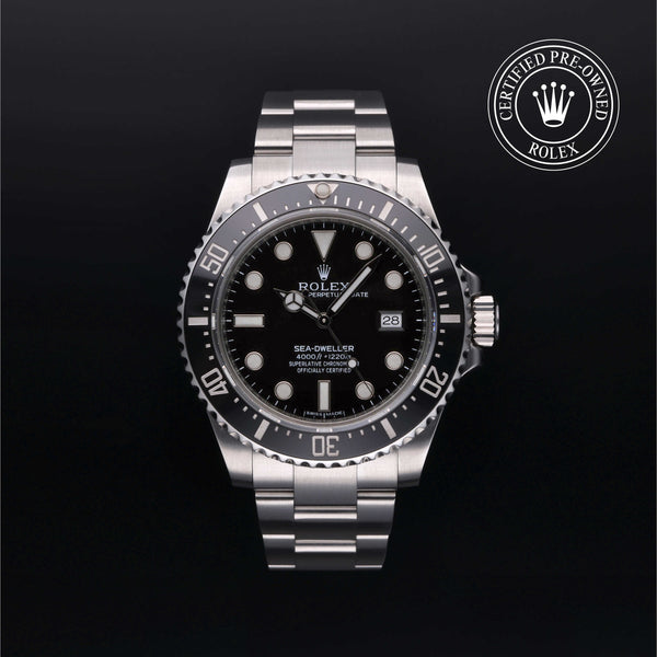 Rolex Certified Pre-owned Sea-Dweller M116600-0003 front on black background