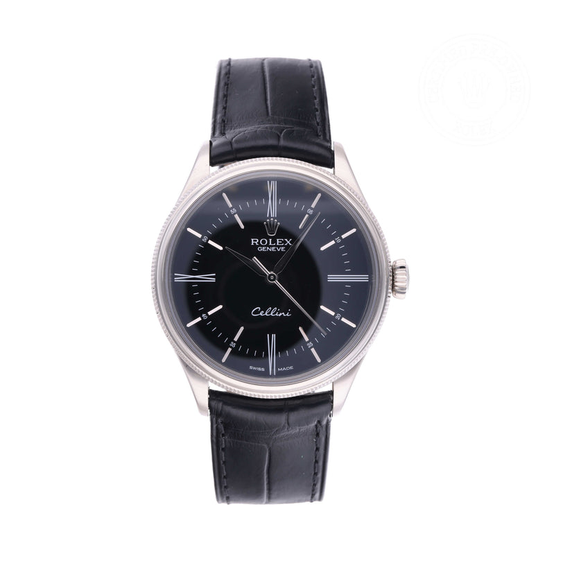 Rolex Certified Pre-owned Cellini M50509-0004 front on white background