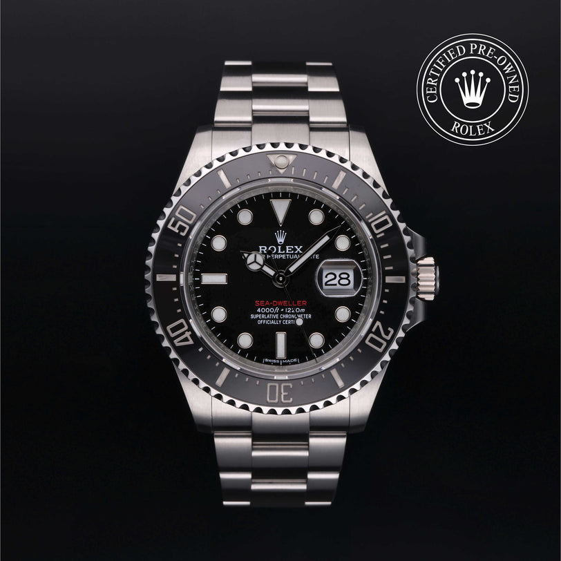 Rolex Certified Pre-owned Sea-Dweller M126600-0001 front on black background