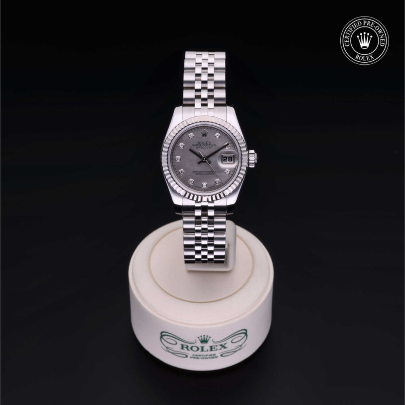 Rolex Certified Pre-owned Lady Datejust M179174-0008 front on black background