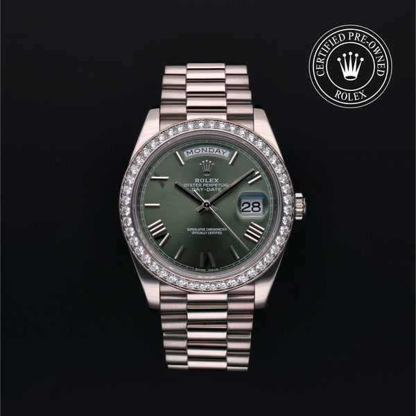 Rolex Certified Pre-owned Day-date M228349RBR-0030 front on black background