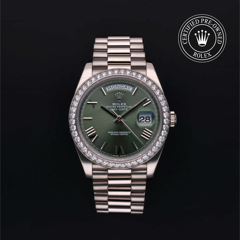 Rolex Certified Pre-owned Day-date M228349RBR-0030 front on black background