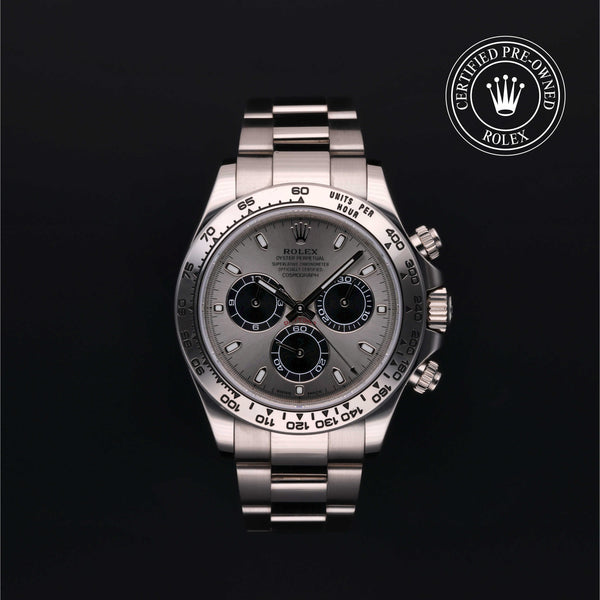 Rolex Certified Pre-owned Daytona M116509-0072 front on black background