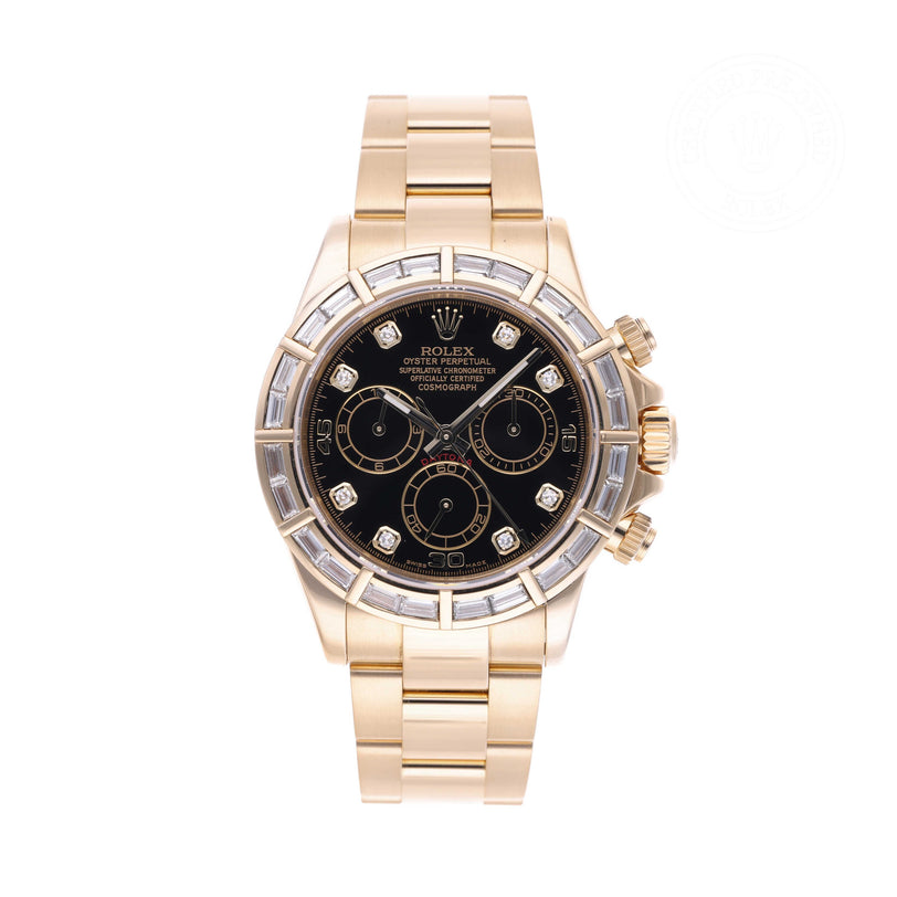 Rolex Certified Pre-owned Daytona M116568BR-0006 front on white background
