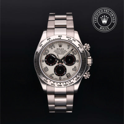 Rolex Certified Pre-owned Daytona M116509-0063 front on black background