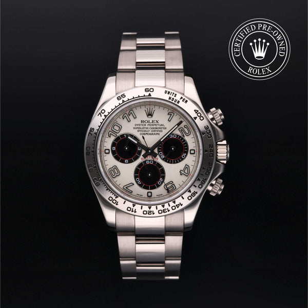 Rolex Certified Pre-owned Daytona M116509-0063 front on black background