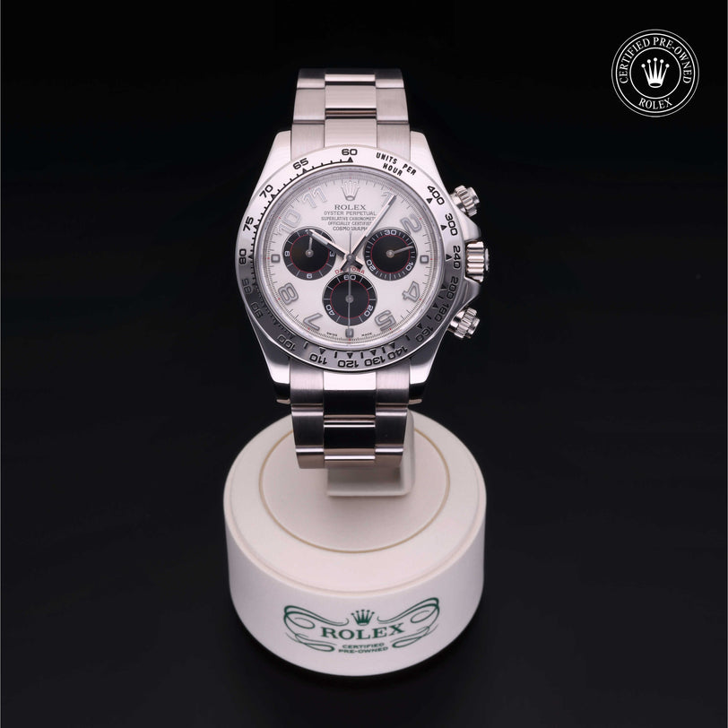 Rolex Certified Pre-owned Daytona M116509-0063 front on black background