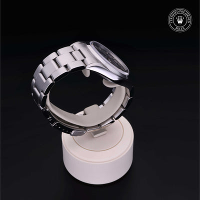 Rolex Certified Pre-owned Explorer M14270-0001 front on black background