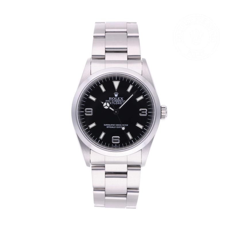 Rolex Certified Pre-owned Explorer M14270-0001 front on white background