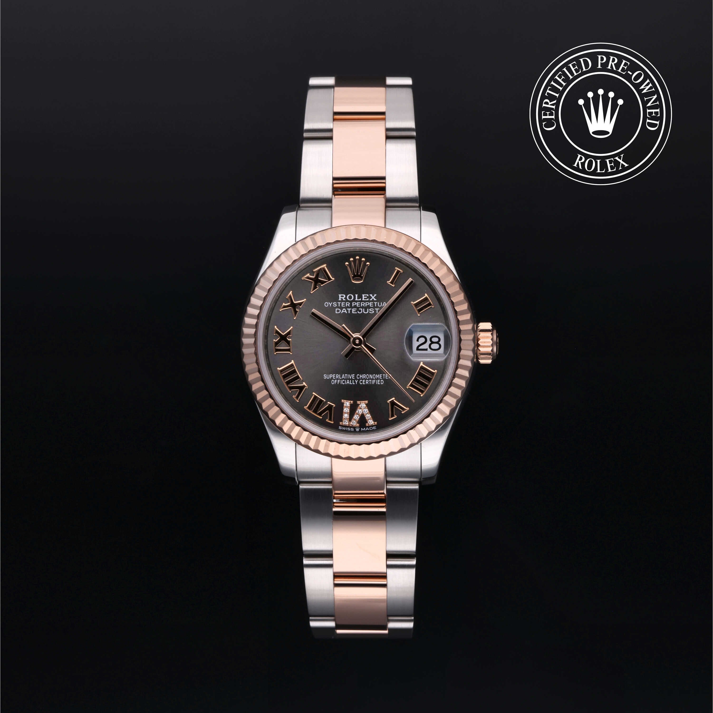 Rolex Certified Pre-owned Lady Datejust M278271-0029 front on black background