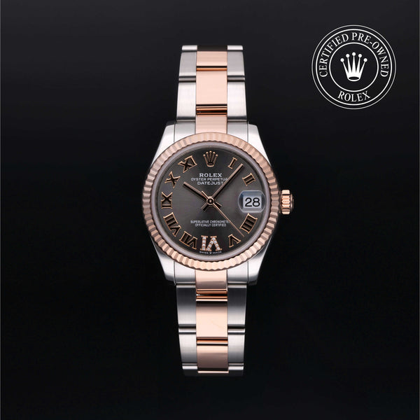 Rolex Certified Pre-owned Lady Datejust M278271-0029 front on black background