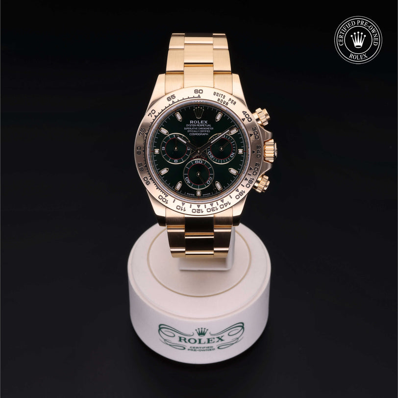 Rolex Certified Pre-owned Daytona M116508-0013 front on black background