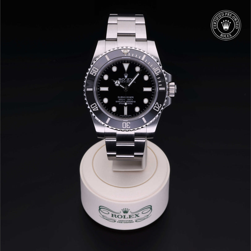 Rolex Certified Pre-owned Submariner Non Date M114060-0002 front on black background