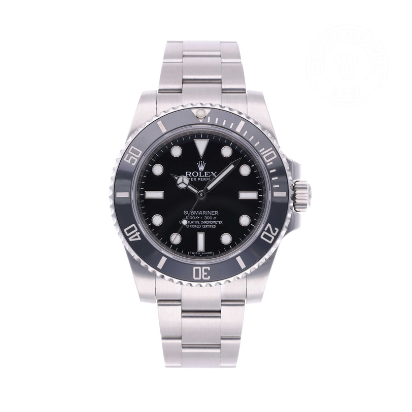 Rolex Certified Pre-owned Submariner Non Date M114060-0002 front on white background