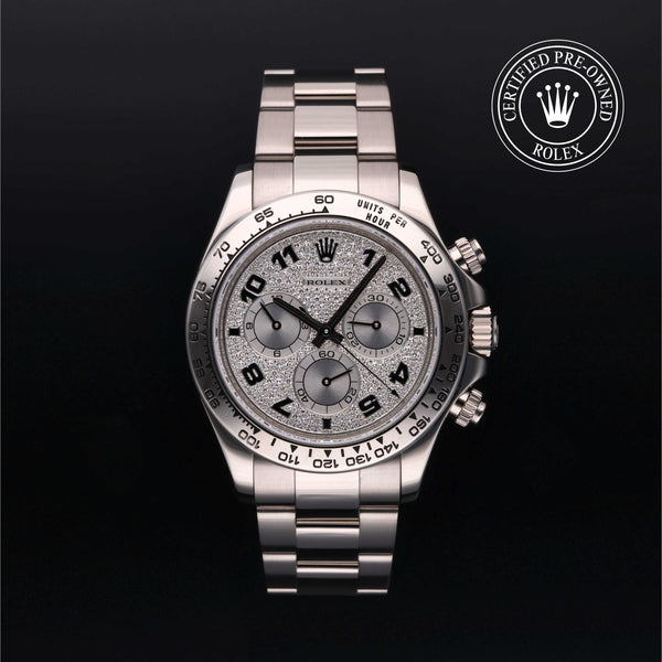 Rolex Certified Pre-owned Daytona M116509-0025 front on black background