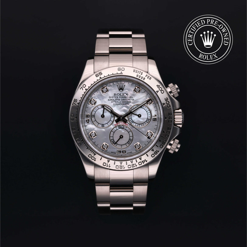 Rolex Certified Pre-owned Daytona M116509-0019 front on black background