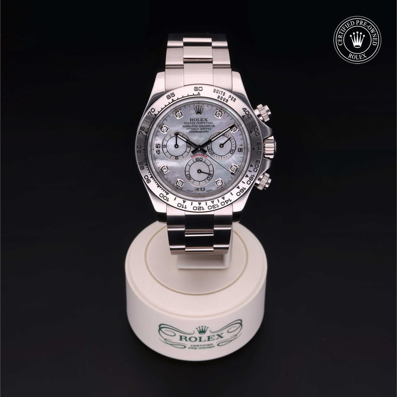 Rolex Certified Pre-owned Daytona M116509-0019 front on black background
