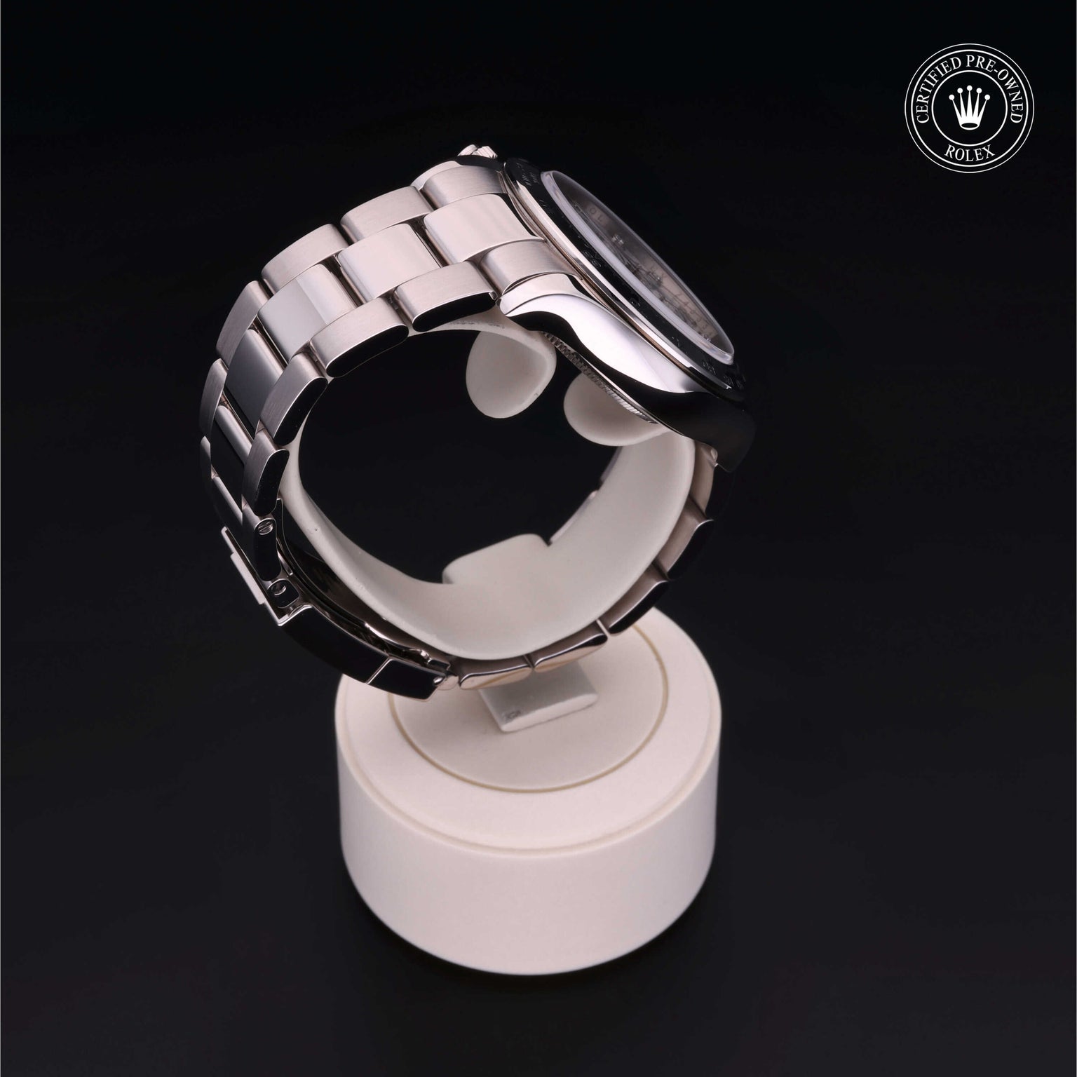 Rolex Certified Pre-owned Daytona M116509-0019 front on black background