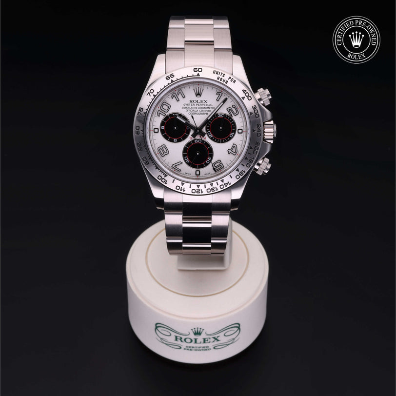 Rolex Certified Pre-owned Daytona M116509-0019 front on black background