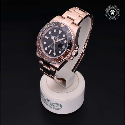 Rolex Certified Pre-owned GMT II M126715CHNR-0001 front on black background