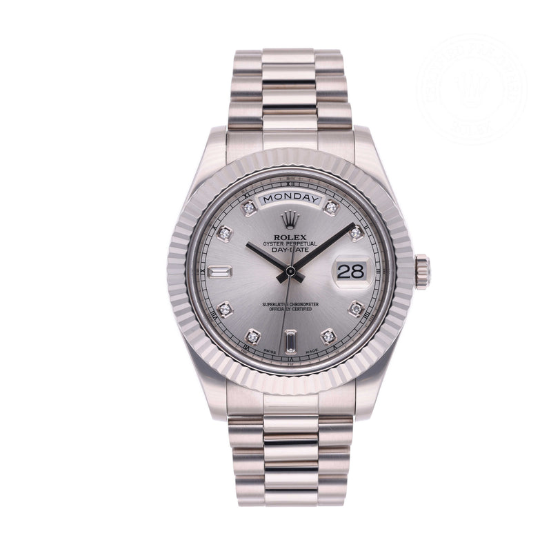 Rolex Certified Pre-owned Daydate Ii M218239-0006 front on white background