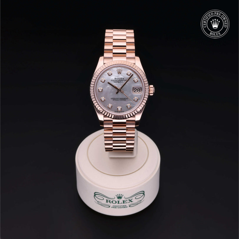 Rolex Certified Pre-owned Lady Datejust M278275-0009 front on black background