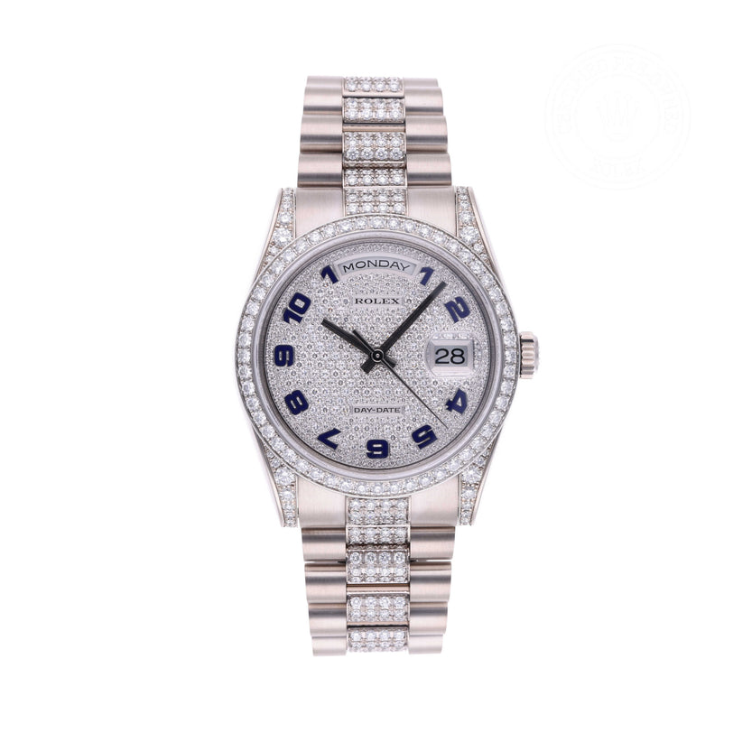 Rolex Certified Pre-owned Day-date M118389-0020 front on white background