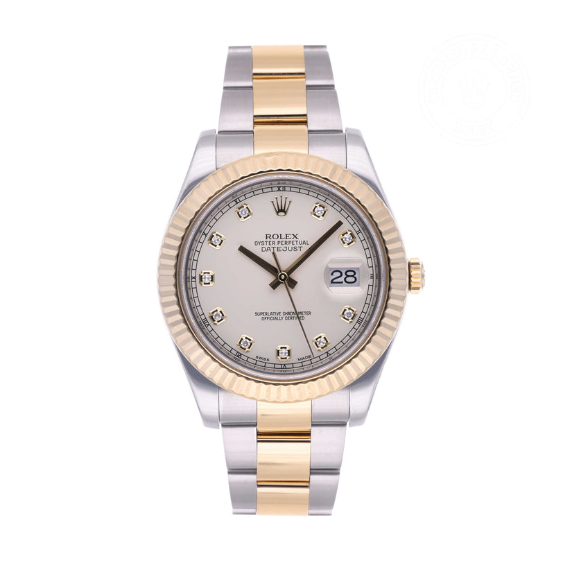 Rolex Certified Pre-owned Datejust M116333-0008 front on white background