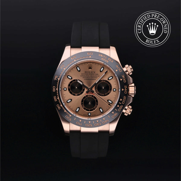 Rolex Certified Pre-owned Daytona M116515LN-0013 front on black background