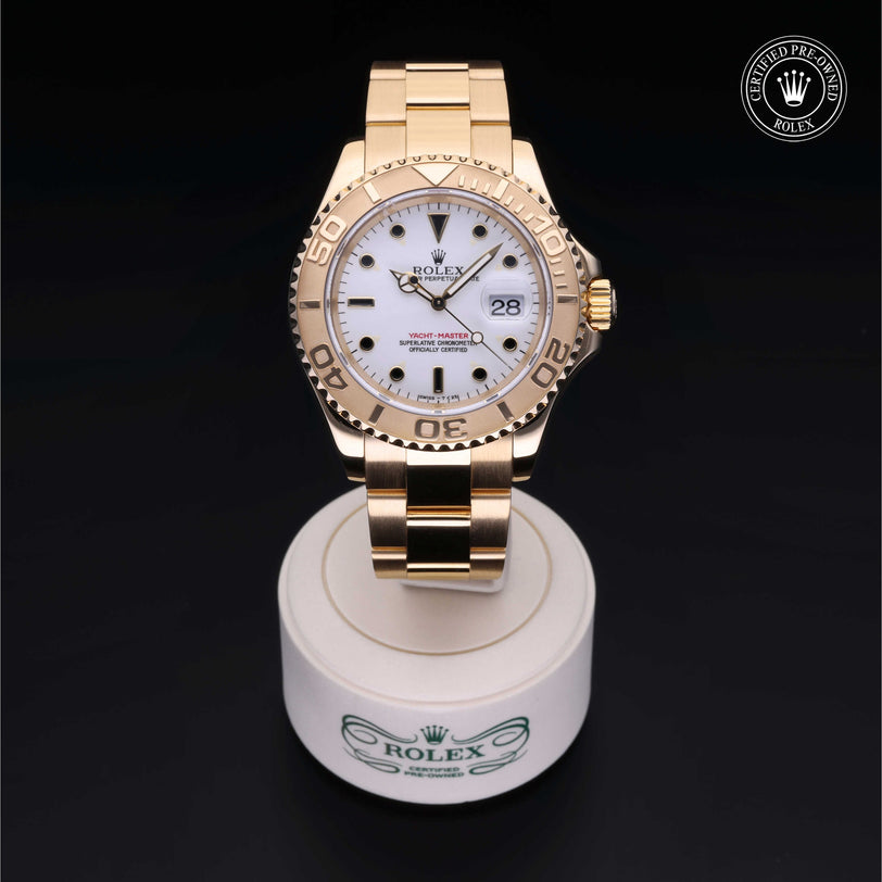 Rolex Certified Pre-owned Yacht-Master M16628-0007 front on black background