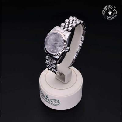 Rolex Certified Pre-owned Lady Datejust M179174-0030 front on black background