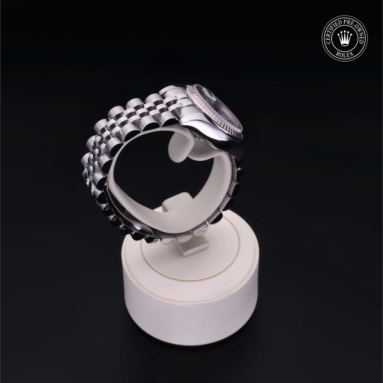 Rolex Certified Pre-owned Lady Datejust M179174-0030 front on black background