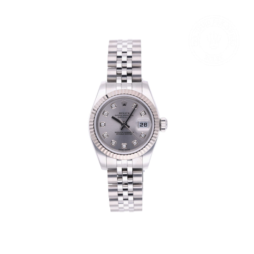 Rolex Certified Pre-owned Lady Datejust M179174-0030 front on white background