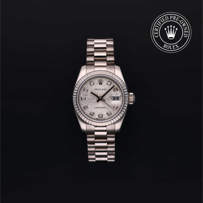 Rolex Certified Pre-owned Lady Datejust M179179-0066 front on black background