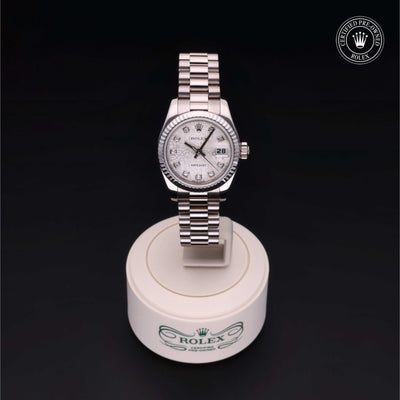 Rolex Certified Pre-owned Lady Datejust M179179-0066 front on black background