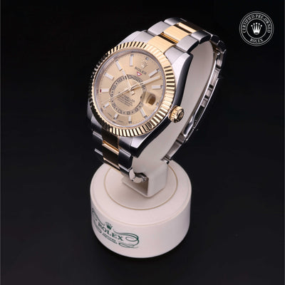 Rolex Certified Pre-owned Sky-Dweller M326933-0001 front on black background